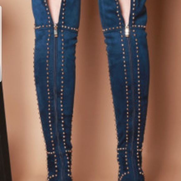 Blue Thigh Boots - Picture 2 of 3